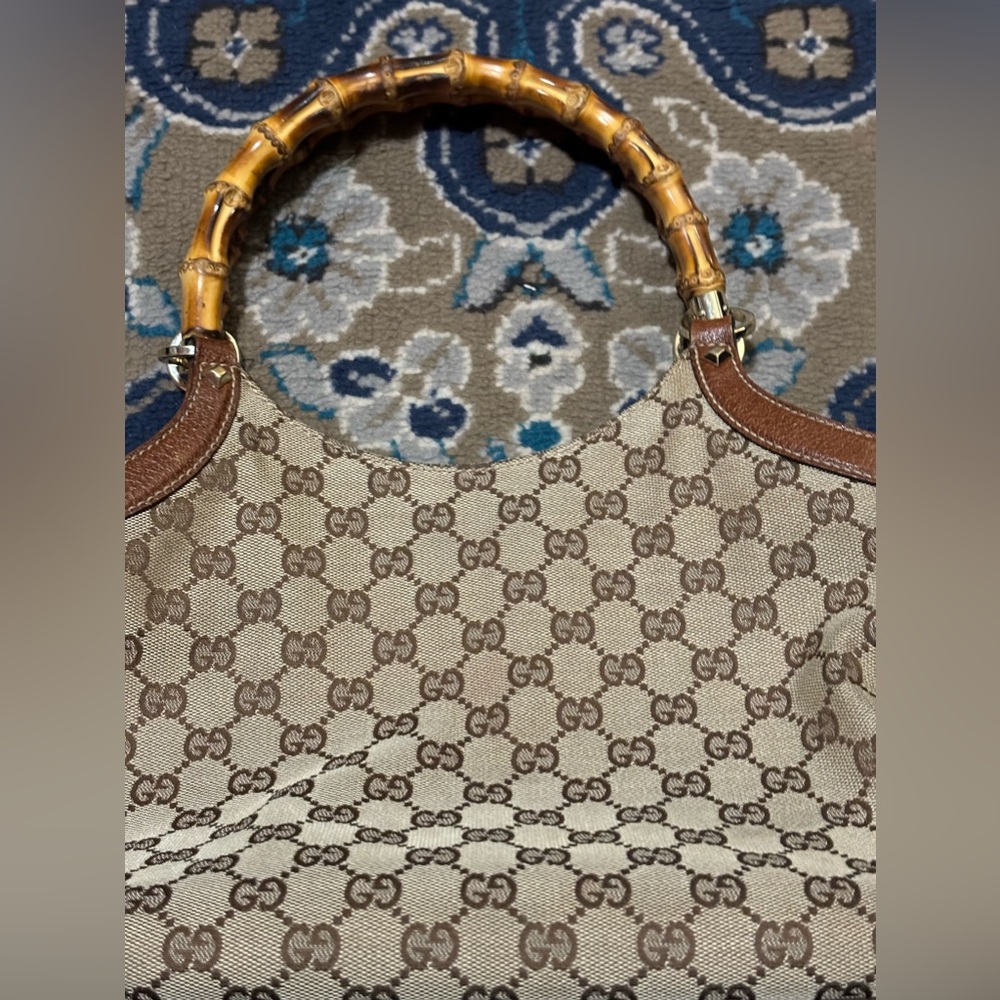RARE AUTHENTIC VINTAGE GUCCI BAMBOO HANDLED SHOULDER BAG